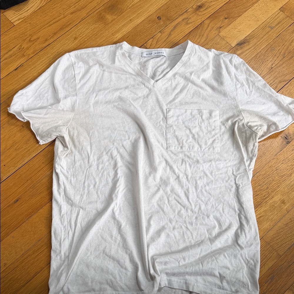 Classic V-Neck White T-Shirt with Pocket